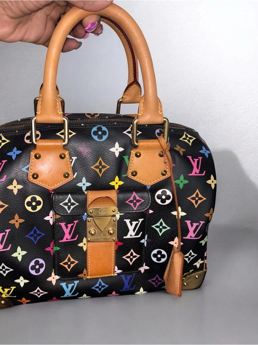 Louis Vuitton Black Monogram Multicolor Speedy 30 SLock Handbag Takashi Murakami